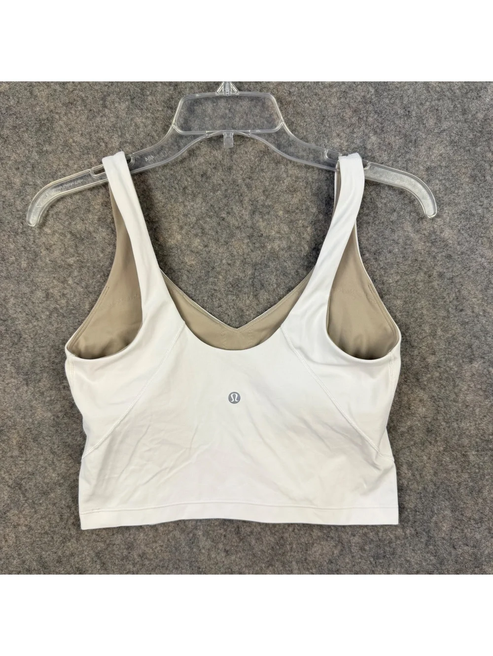 Lululemon Long Line Sports Bra Fully Lined White Khaki Size 8 820